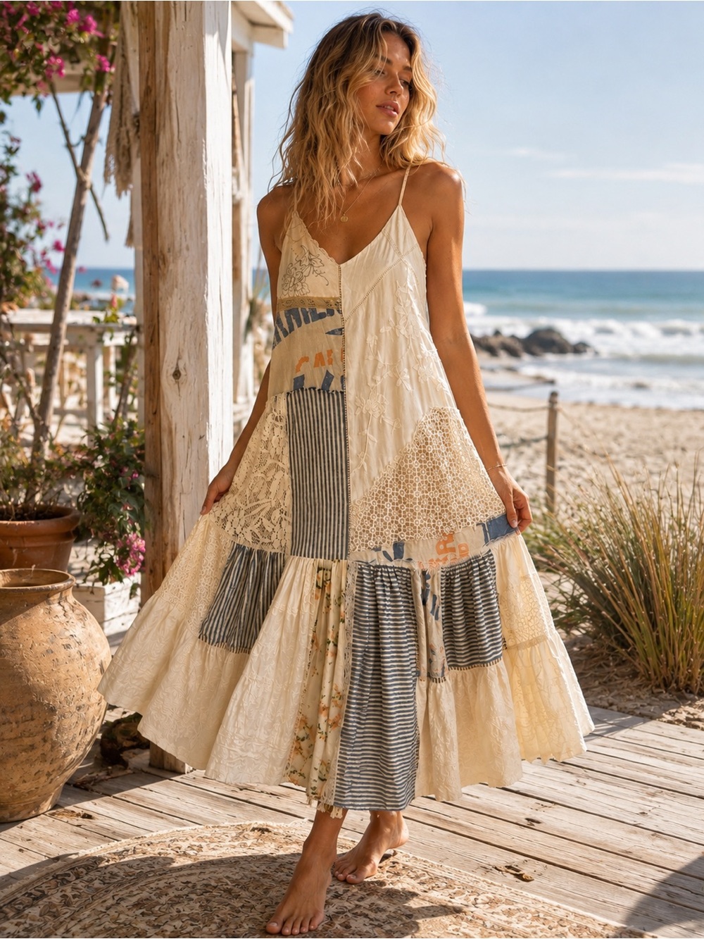 NWT Urban Outfitters Kimchi Blue Dorothy Patchwork Maxi Dress